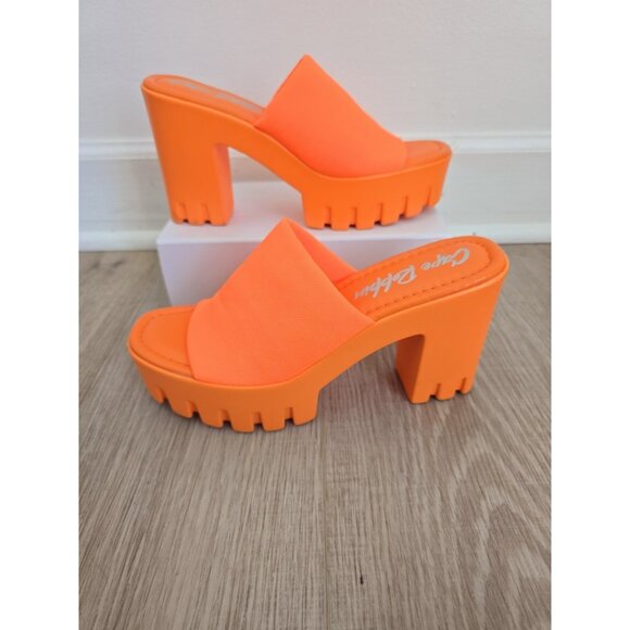 Chunky Platform Y2K Orange Mesh Shoes 10 Slip On Sandals Cape Robbin 90s Womens - Picture 10 of 10